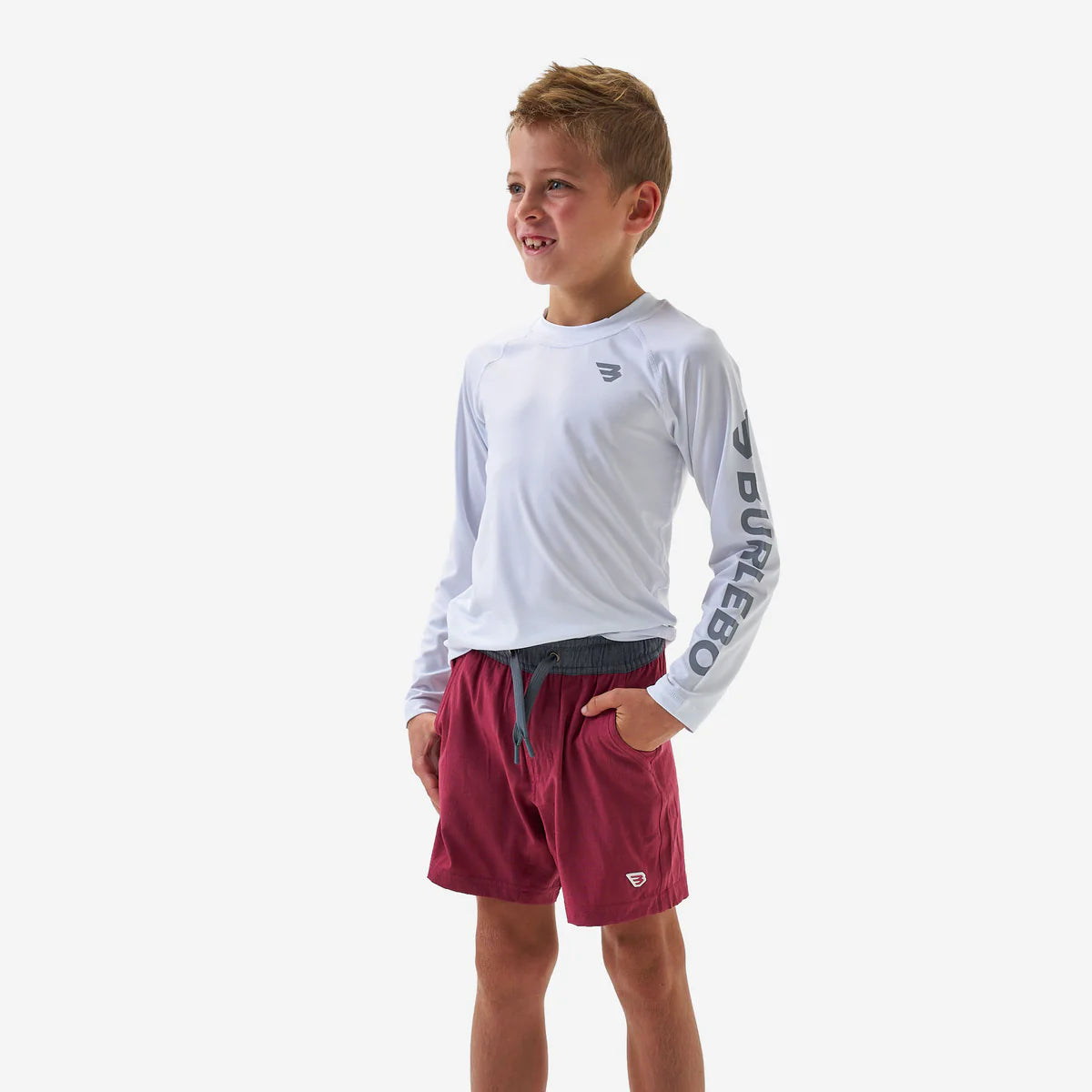 Boys Burlebo Athletic Shorts - Heather Cardinal