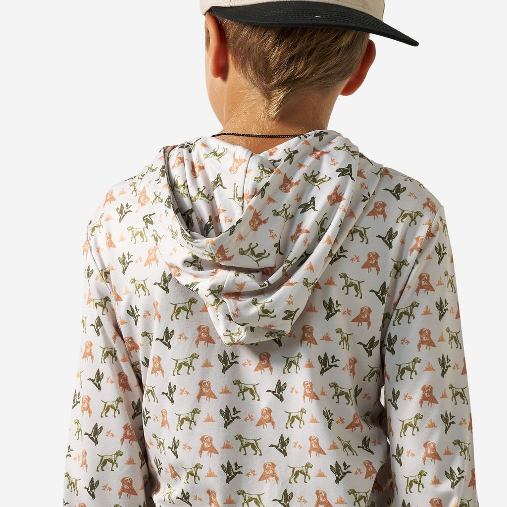 Boys Burlebo Performance Hoodie - Mallard Duck Dog