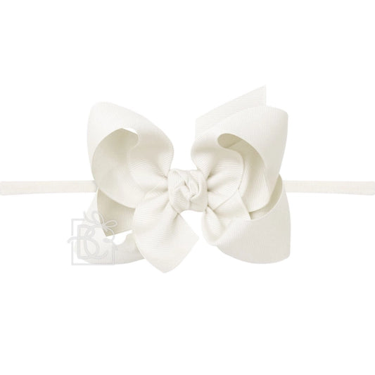 Elastic Headband w/ Signature Grosgrain Bow | Antique White