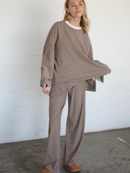 Dani Striped Pants - Brown