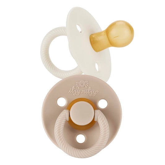Itzy Soother™ Natural Rubber Paci Sets - Coconut + Toast