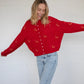 Piper Holiday Cardigan - Red/Gold