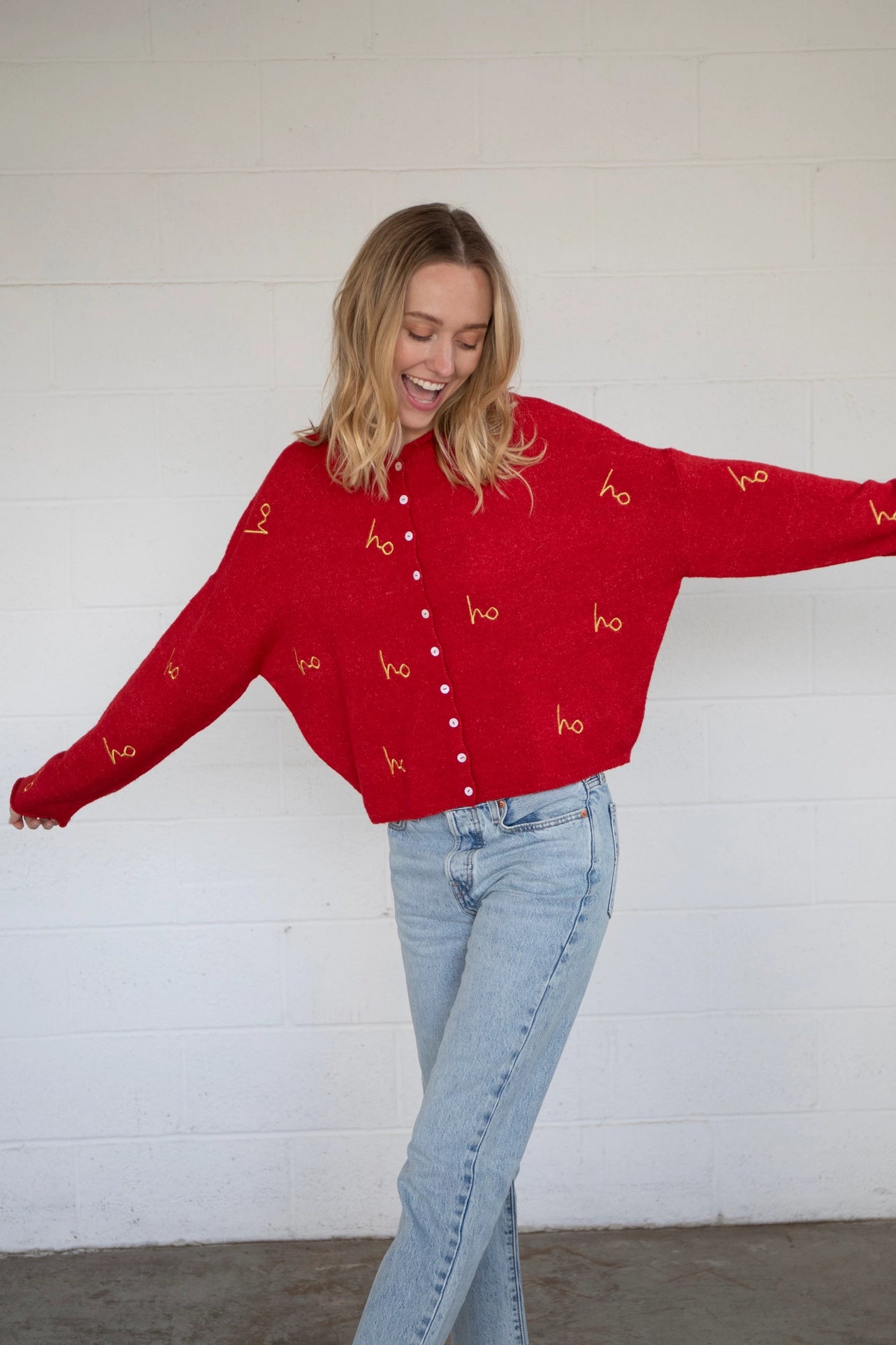 Piper Holiday Cardigan - Red/Gold