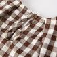 Coffee Color Plaid Top + Pant Set