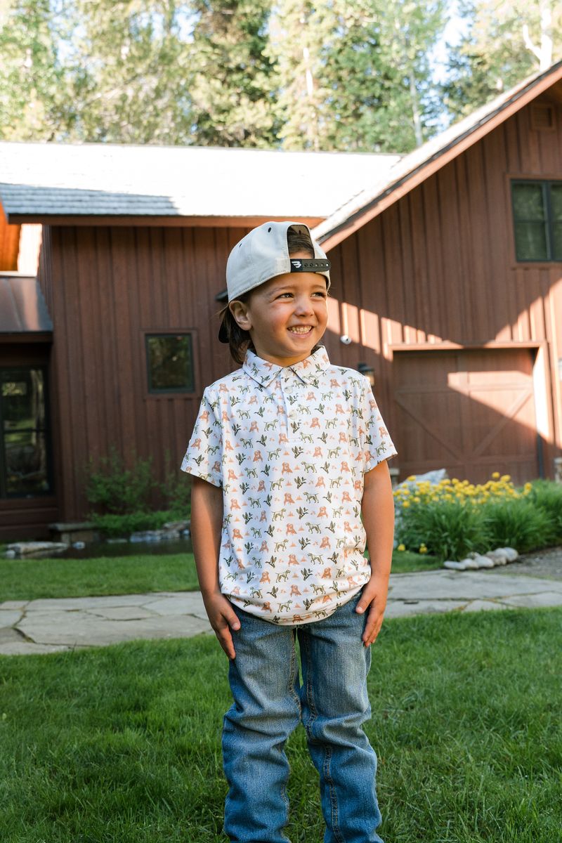 Boys Burlebo Performance Polo - Mallard Duck Dog