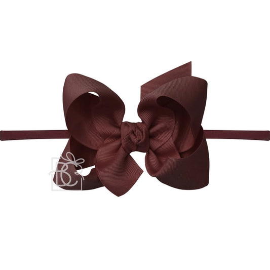 Elastic Headband w/ Signature Grosgrain Bow | Burgundy