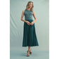 Mixed Media Pleated Midi Dress