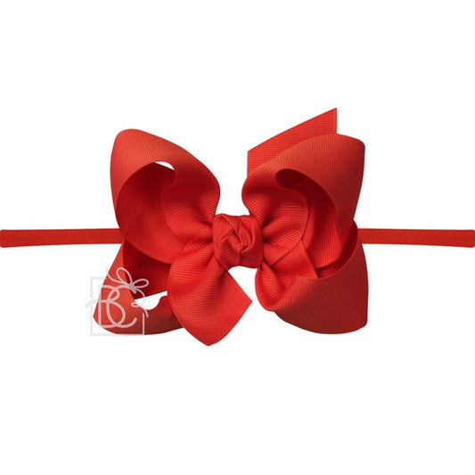 Elastic Headband w/ Signature Grosgrain Bow | Red