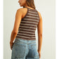 High Neck Striped Tank | Built in Bra