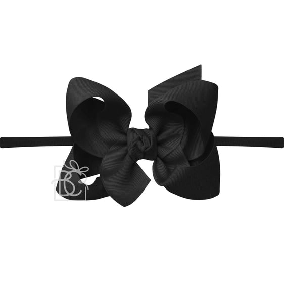 Elastic Headband w/ Signature Grosgrain Bow | Black