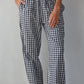 Navy Cotton Gingham Wide Leg Pants