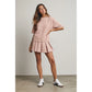 Rose Waffle Pleated Mini Skirt