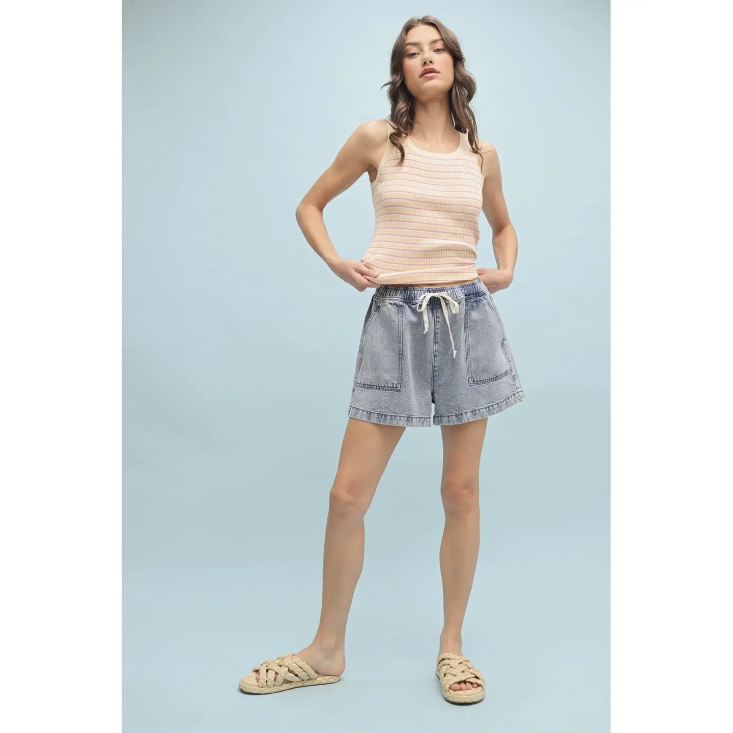 Tally Denim Drawstring Shorts