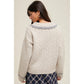 Contrast Collar Cable Knit Sweater