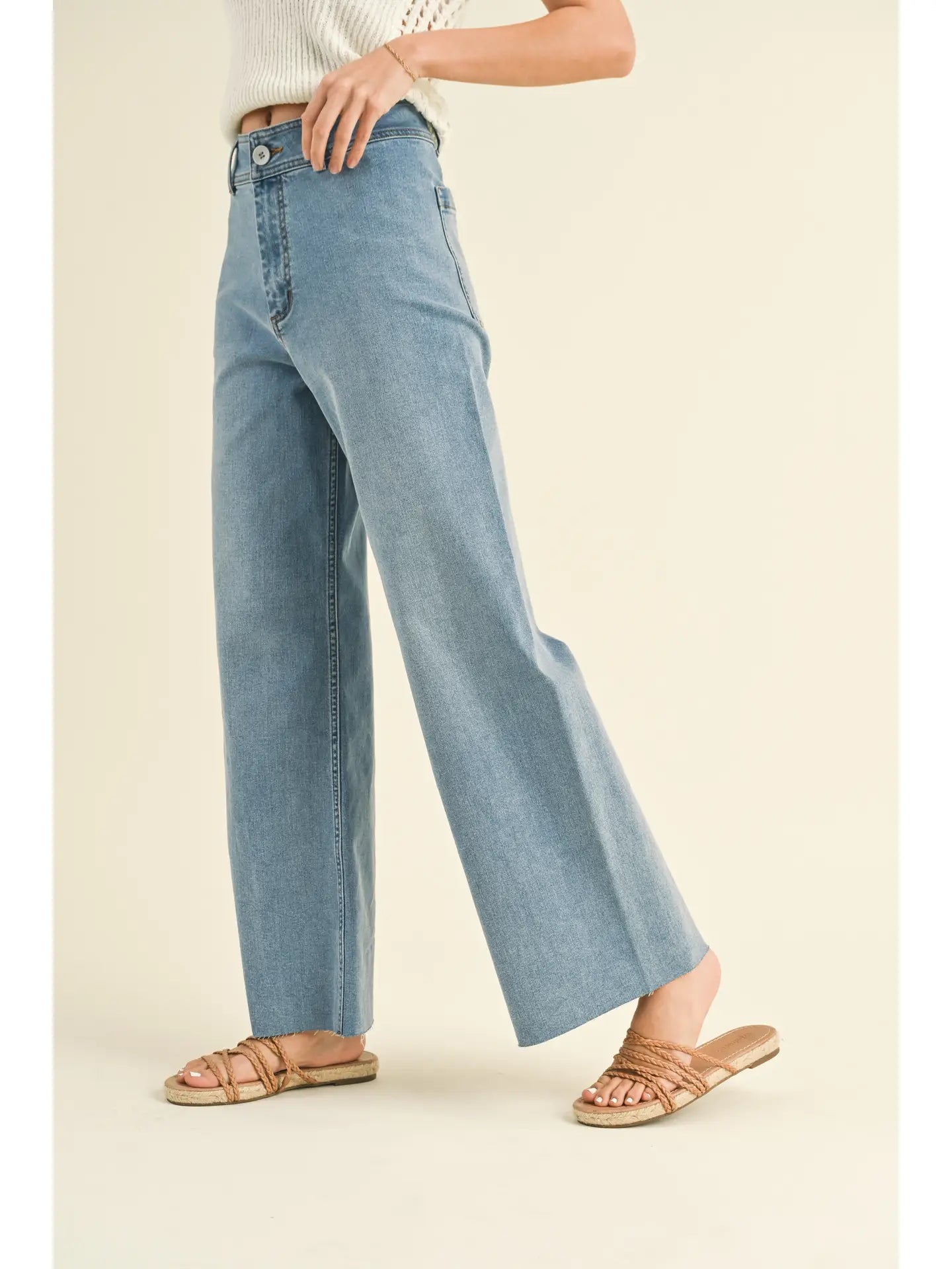 Straight Wide Leg Denim Pants