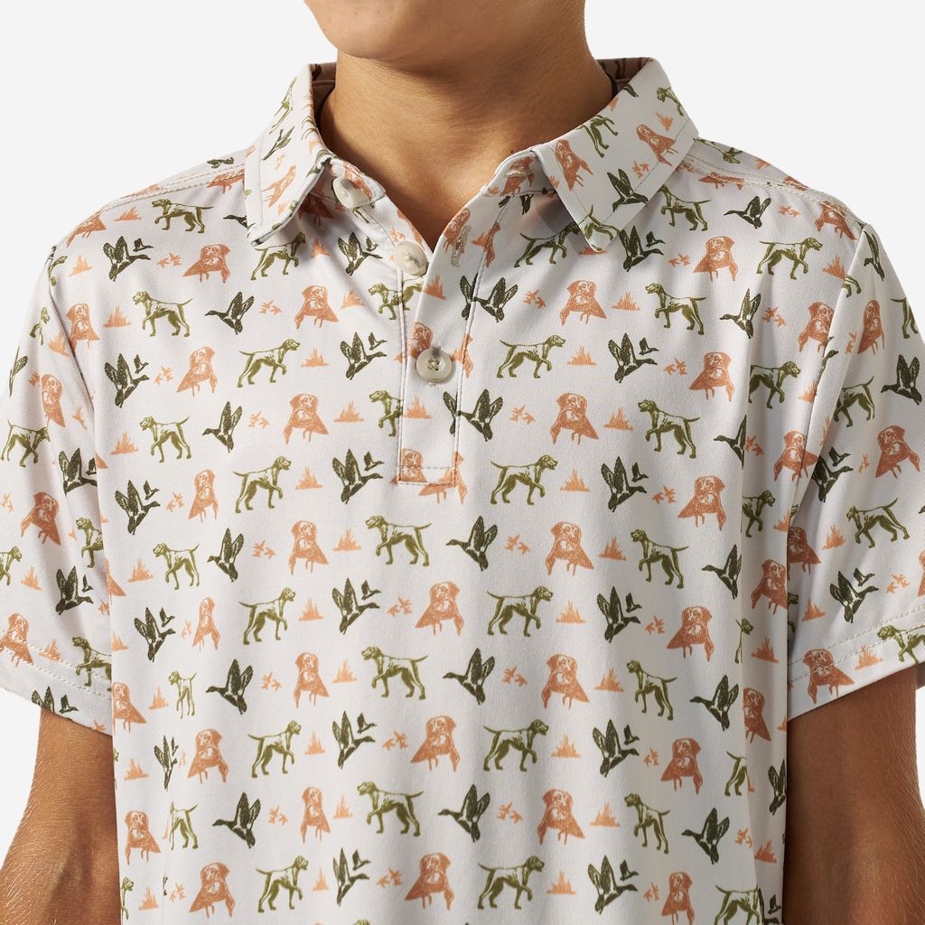 Boys Burlebo Performance Polo - Mallard Duck Dog