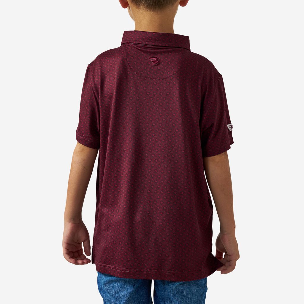 Boys Burlebo Performance Polo - Vintage Helmets | Maroon