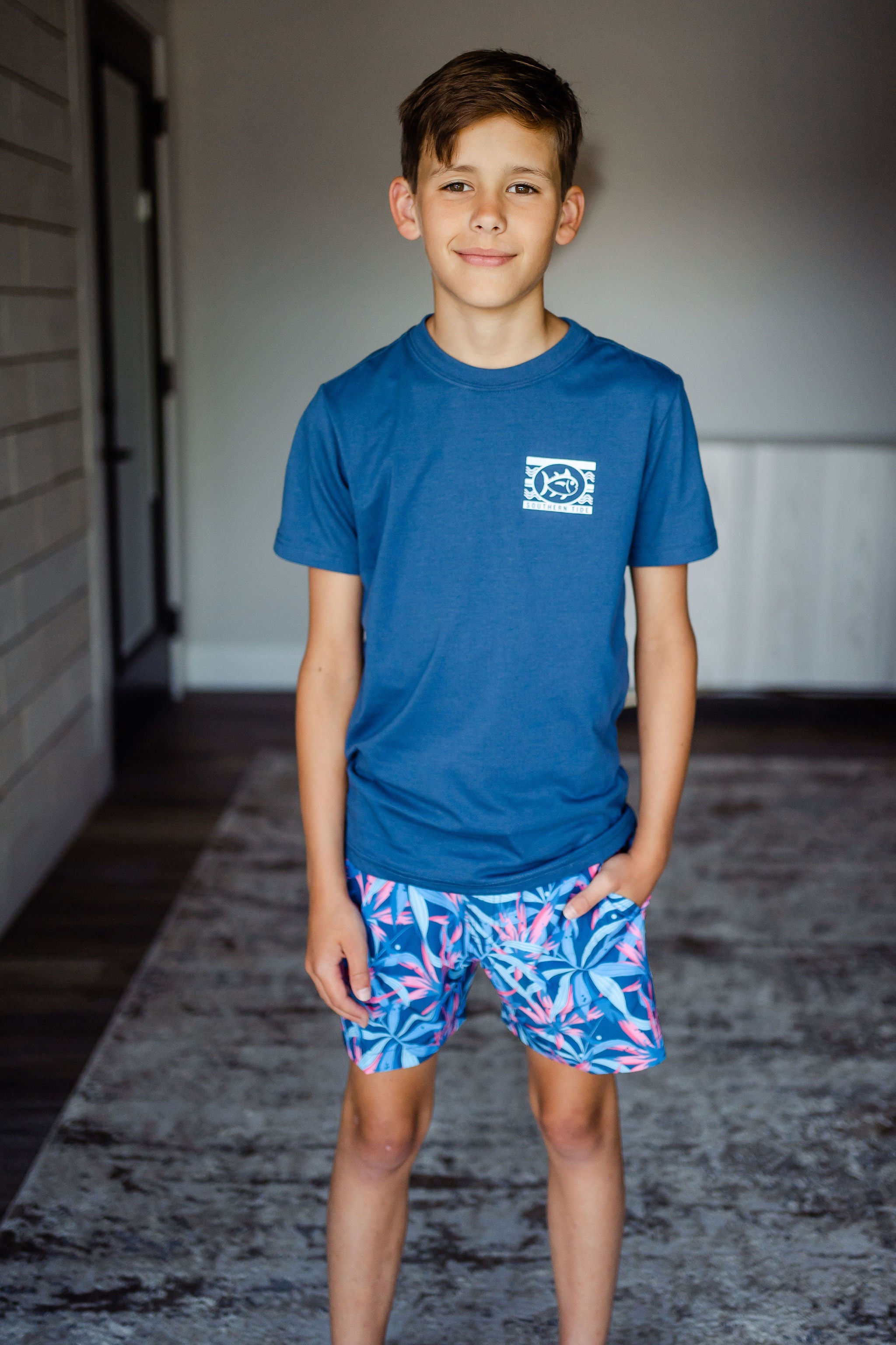 Boys Southern Tide Tropical Blooms Printed Swim Trunk All About You Boutique