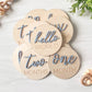 3D Wooden Monthly Milestone Discs w/ Light Blue Letters