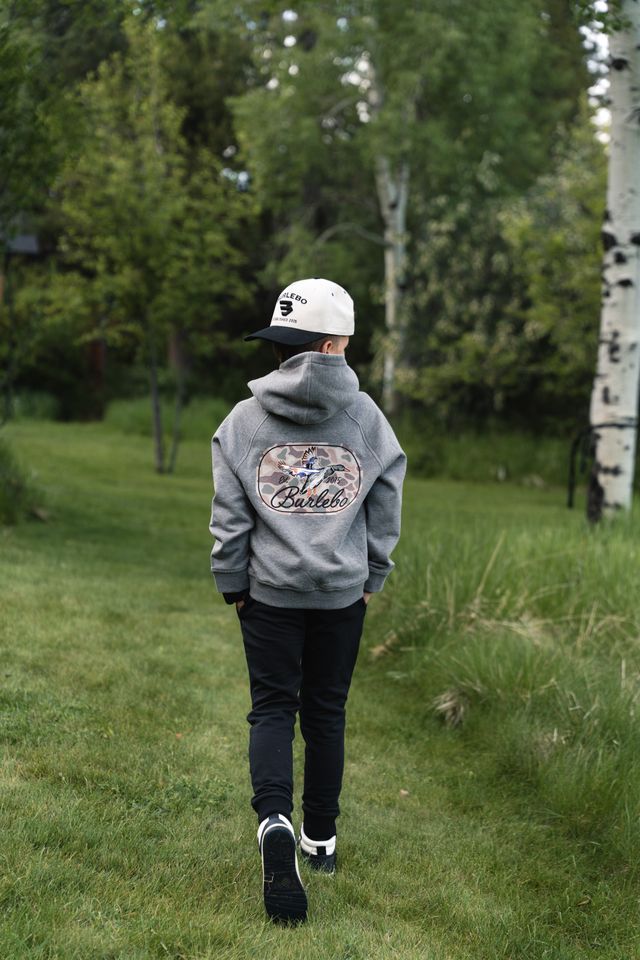 Boys Burlebo Fleece Hoodie - Ducks Flying In | Dark Heather Grey
