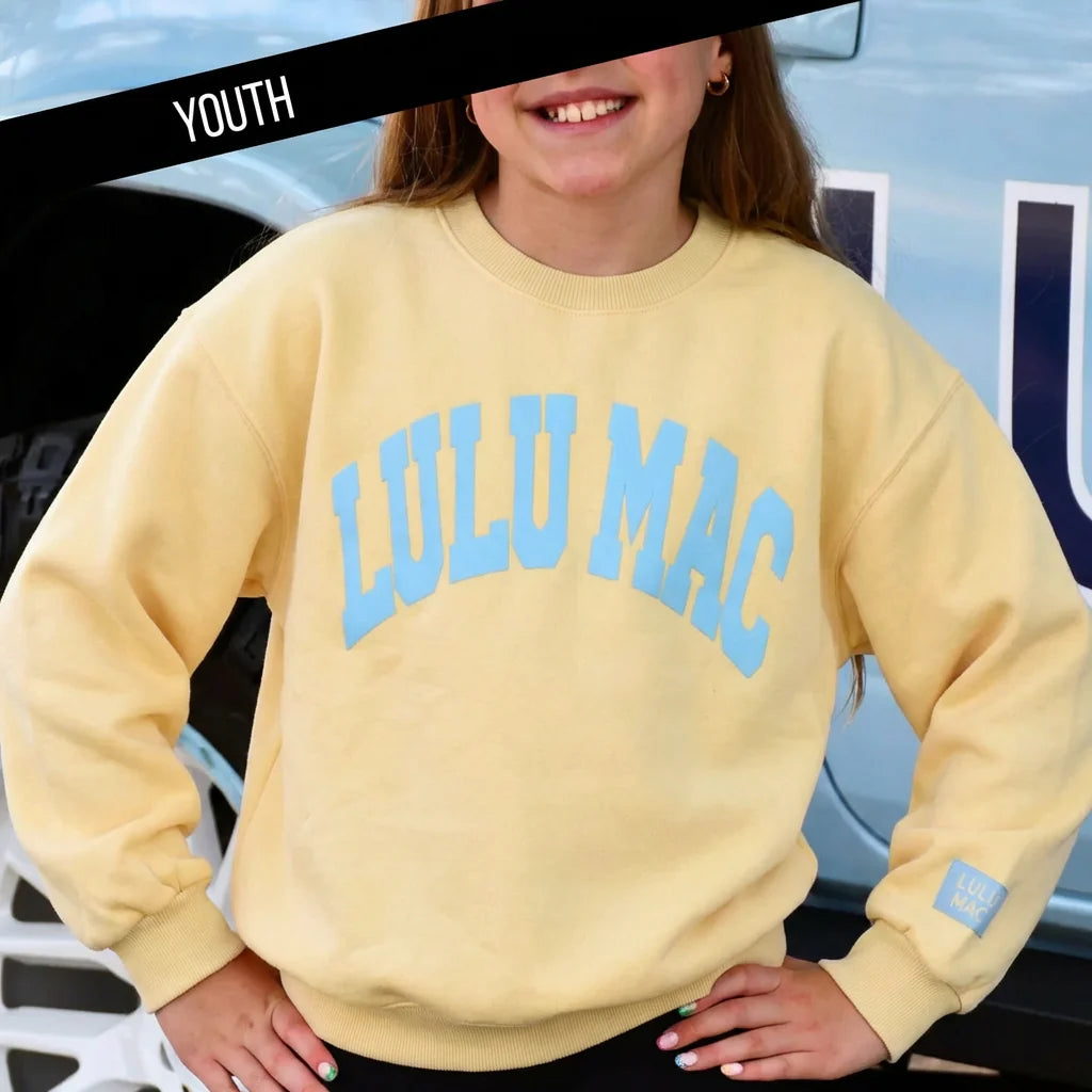LULU MAC | Butter w/ Light Blue Puff Sweatshirt