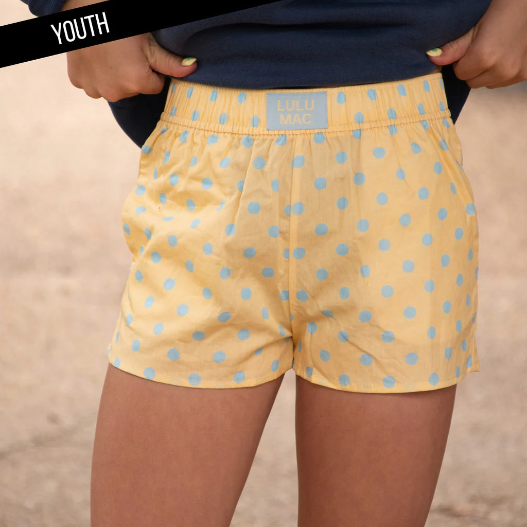 LULU MAC | Butter/Light Blue Small Polka Dot Shorts
