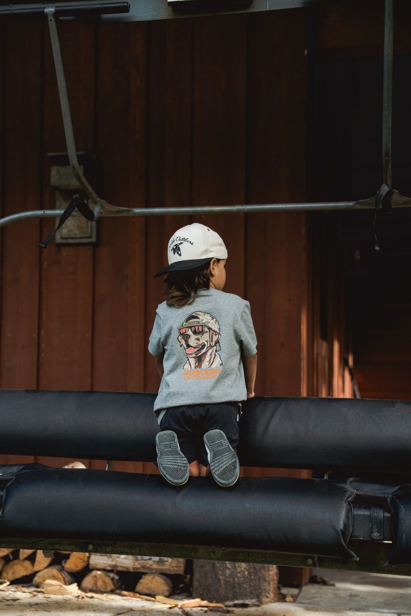 Boys Burlebo Mallard Camo Dog Tee - Dark Heather Grey