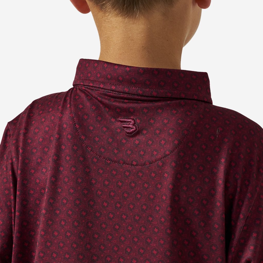 Boys Burlebo Performance Polo - Vintage Helmets | Maroon