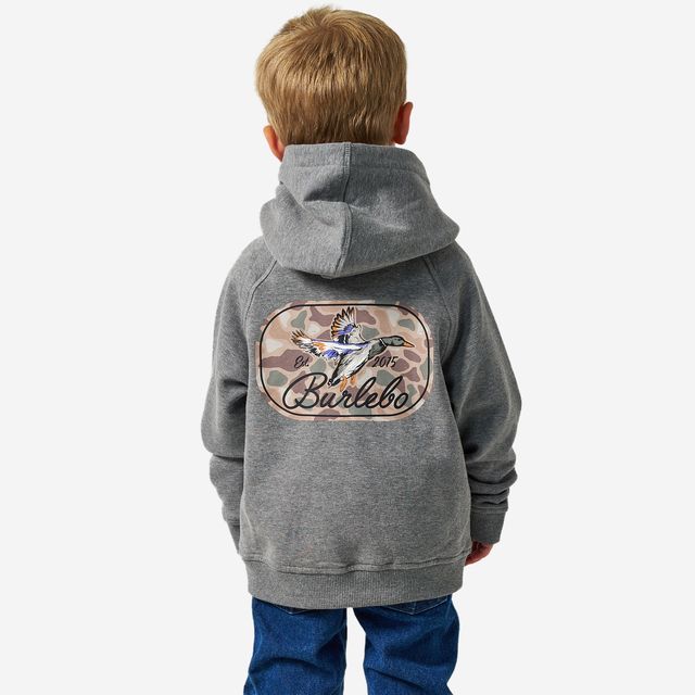 Boys Burlebo Fleece Hoodie - Ducks Flying In | Dark Heather Grey