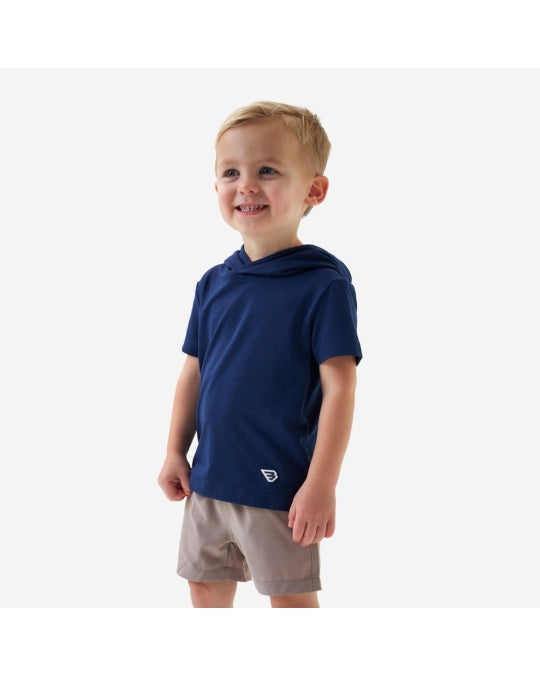 Boys Burlebo Short Sleeve Performance Hoodie - Navy