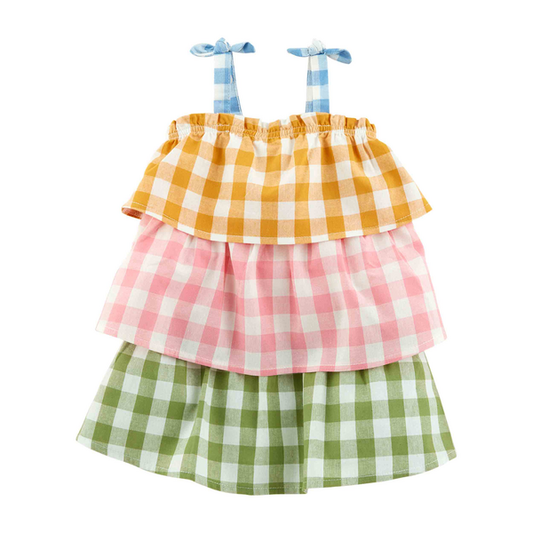 Tiered Check Toddler Dress