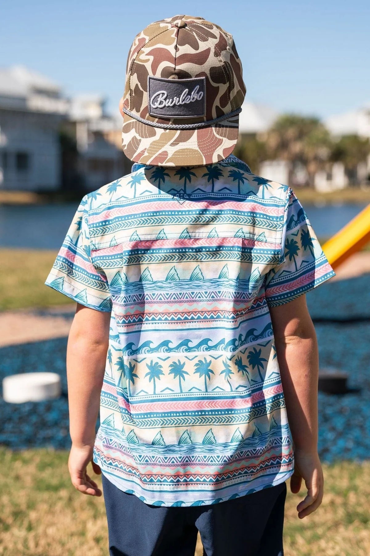 Boys Burlebo Palms & Fins Button Up