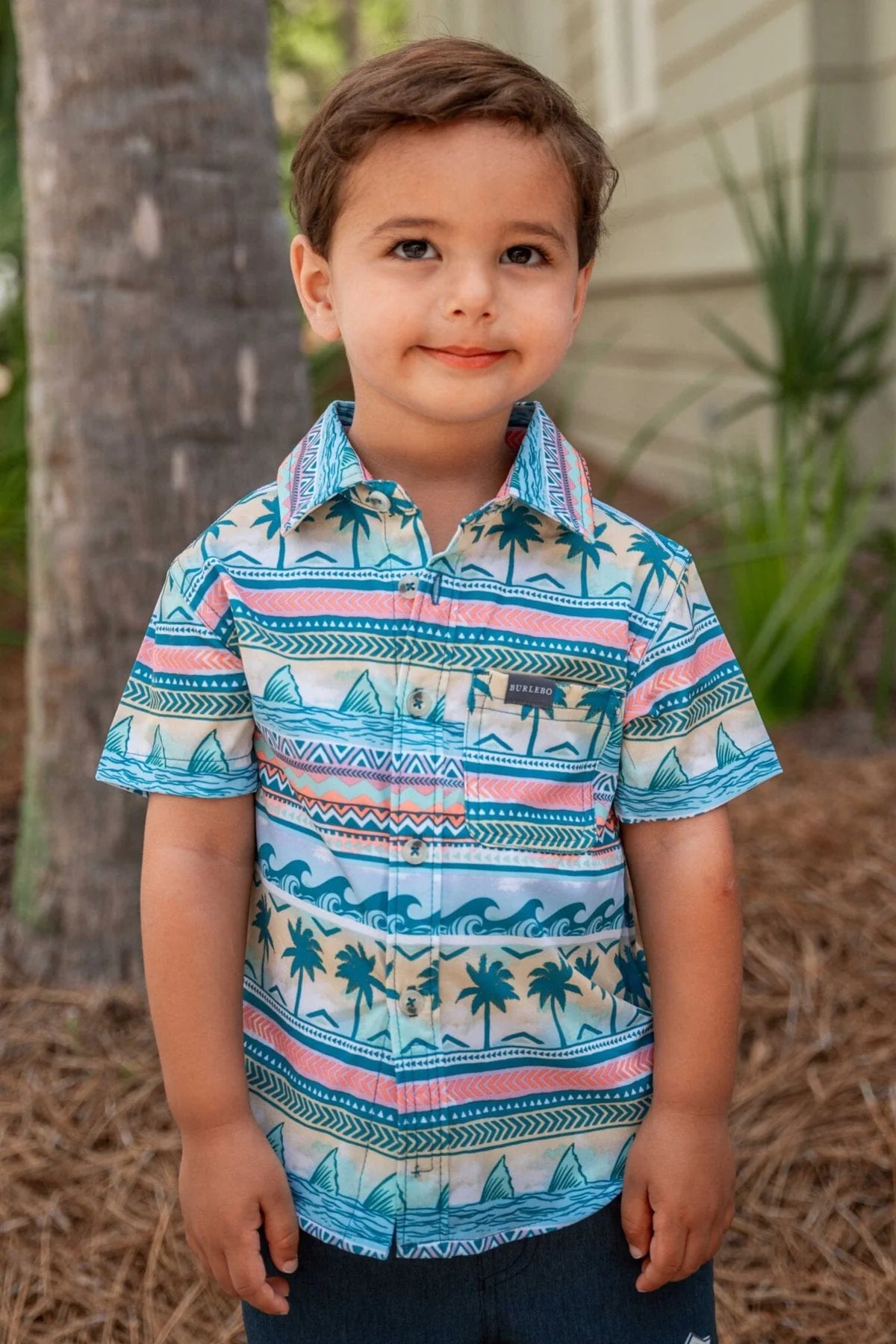 Toddler Burlebo Palms & Fins Button Down