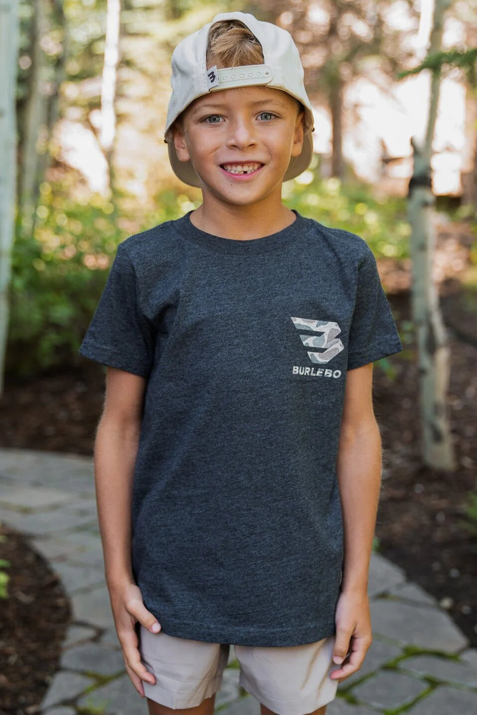 Boys Burlebo Deer Camo Sig Logo Tee