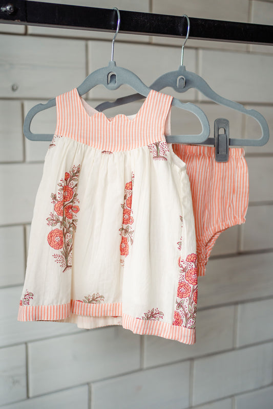 Pippa Scalloped Baby Dress + Bloomers