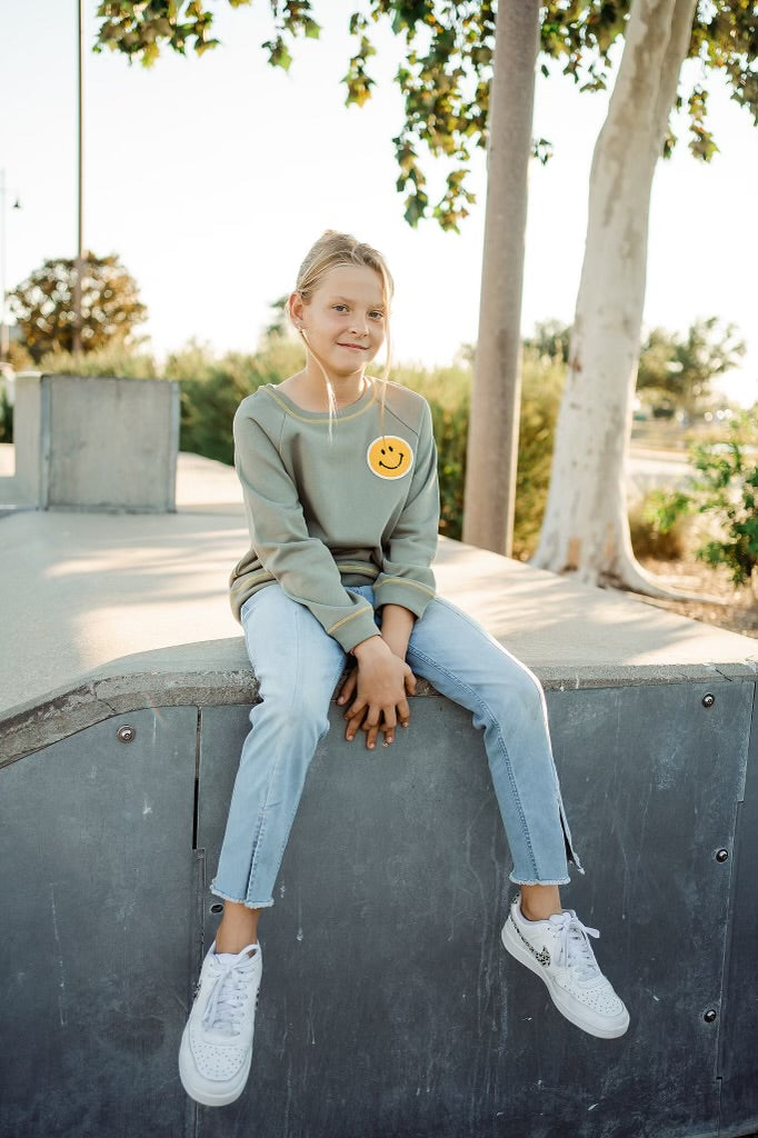 Smiley Face Patch Sweatshirt